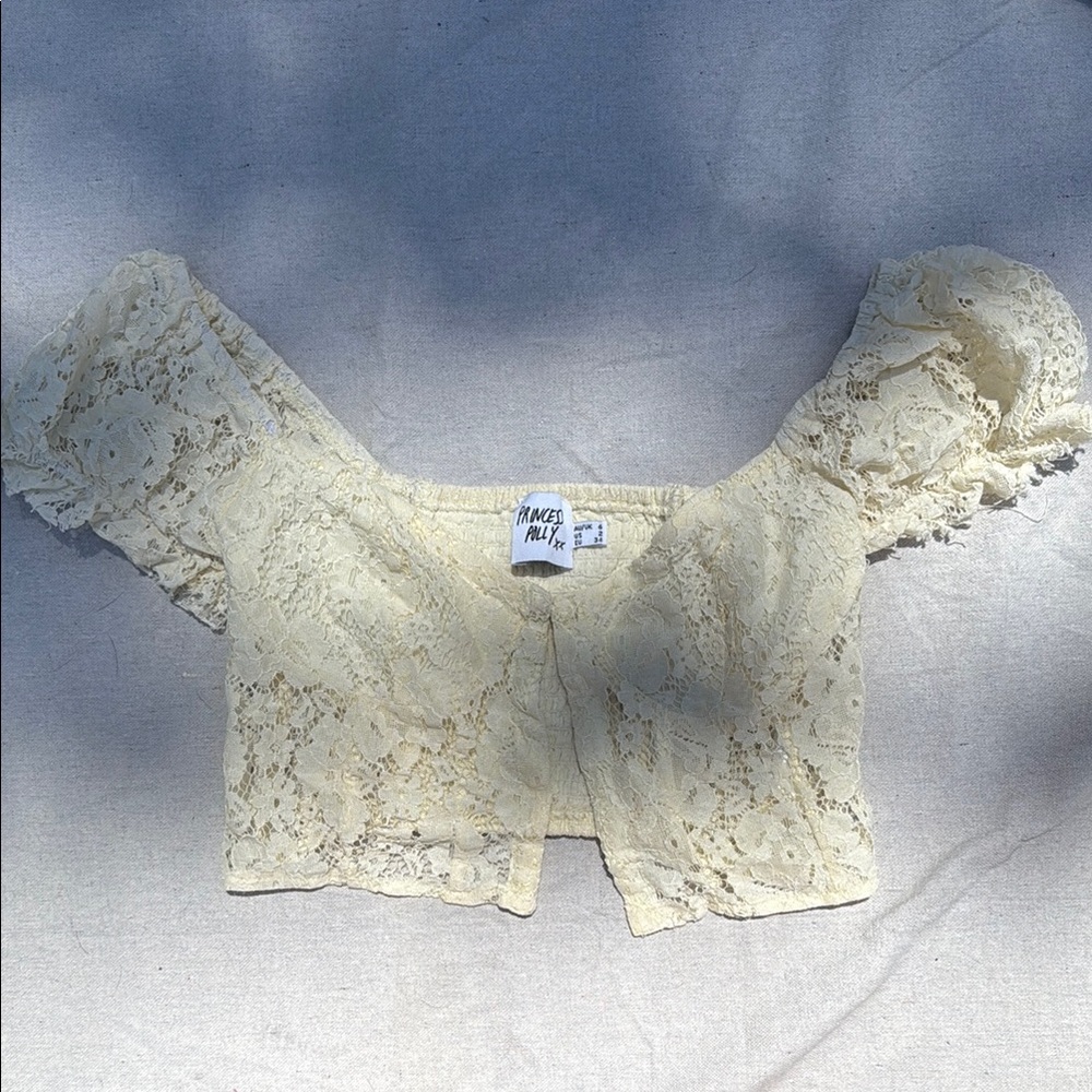 Princess Polly Lace Puff Sleeve Blouse - Cream